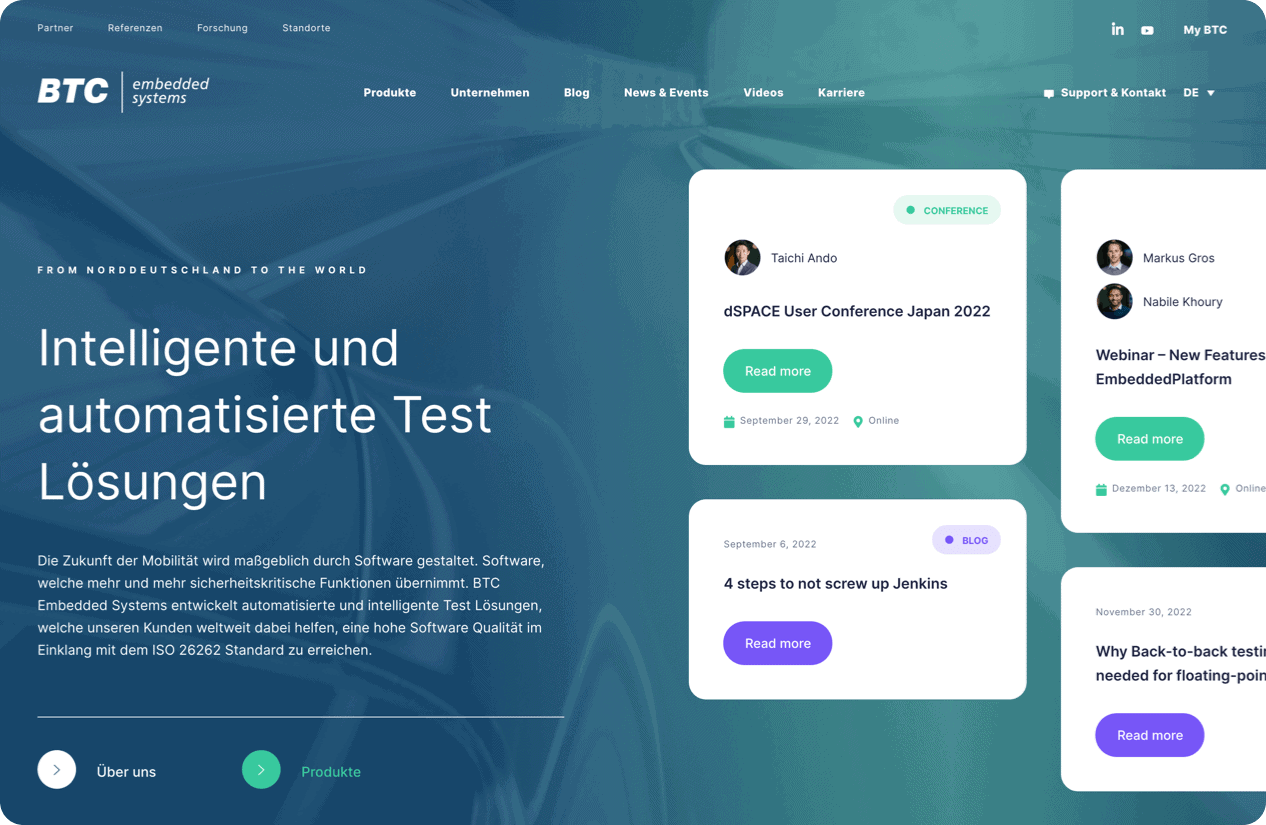 BTC Embedded Systems AG Website Relaunch mit BxW